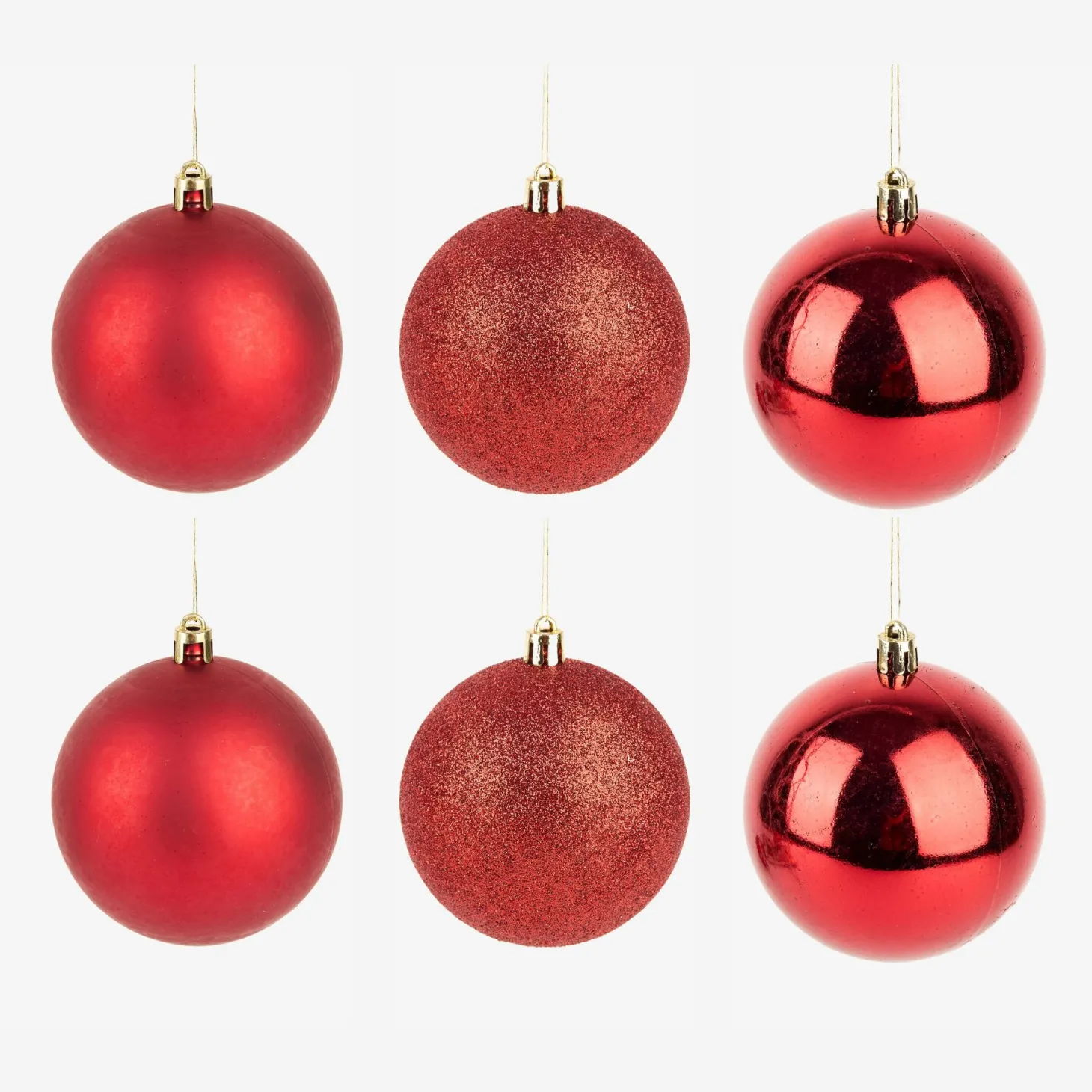Set de 6 bolas decorativos rojas Ø8cm