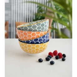Set de 4 boles de porcelana en varios colores Okinawa Ø13cm