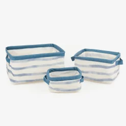 Set de 3 cestas de rayas azules Blue