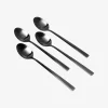 Set de 4 cucharas de acero inoxidable negro Petra 18cm