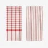 Set de 2 paños de algodón con rayas rojas Midson45x65cm