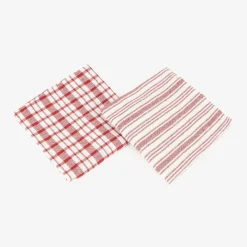 Set de 2 paños de algodón con rayas rojas Midson45x65cm