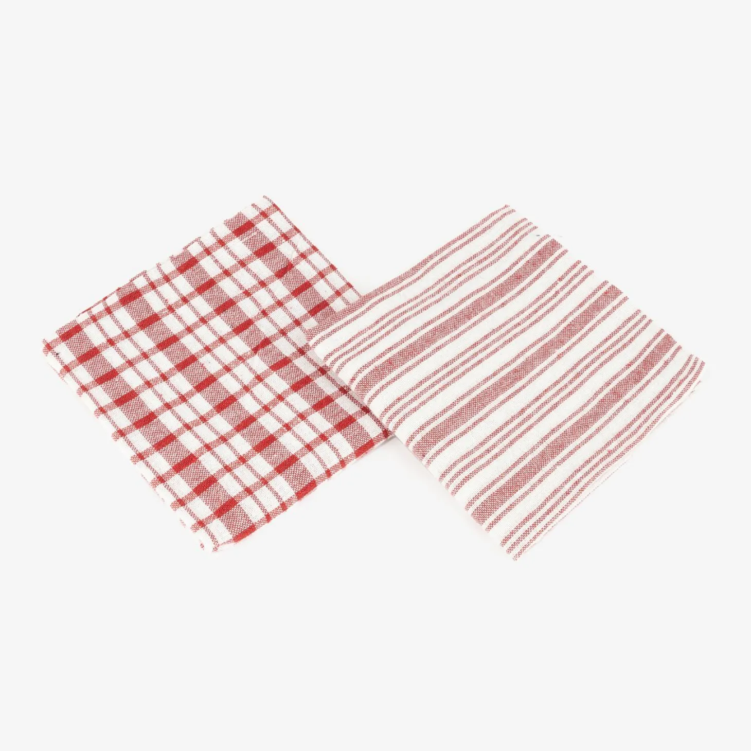 Set de 2 paños de algodón con rayas rojas Midson45x65cm