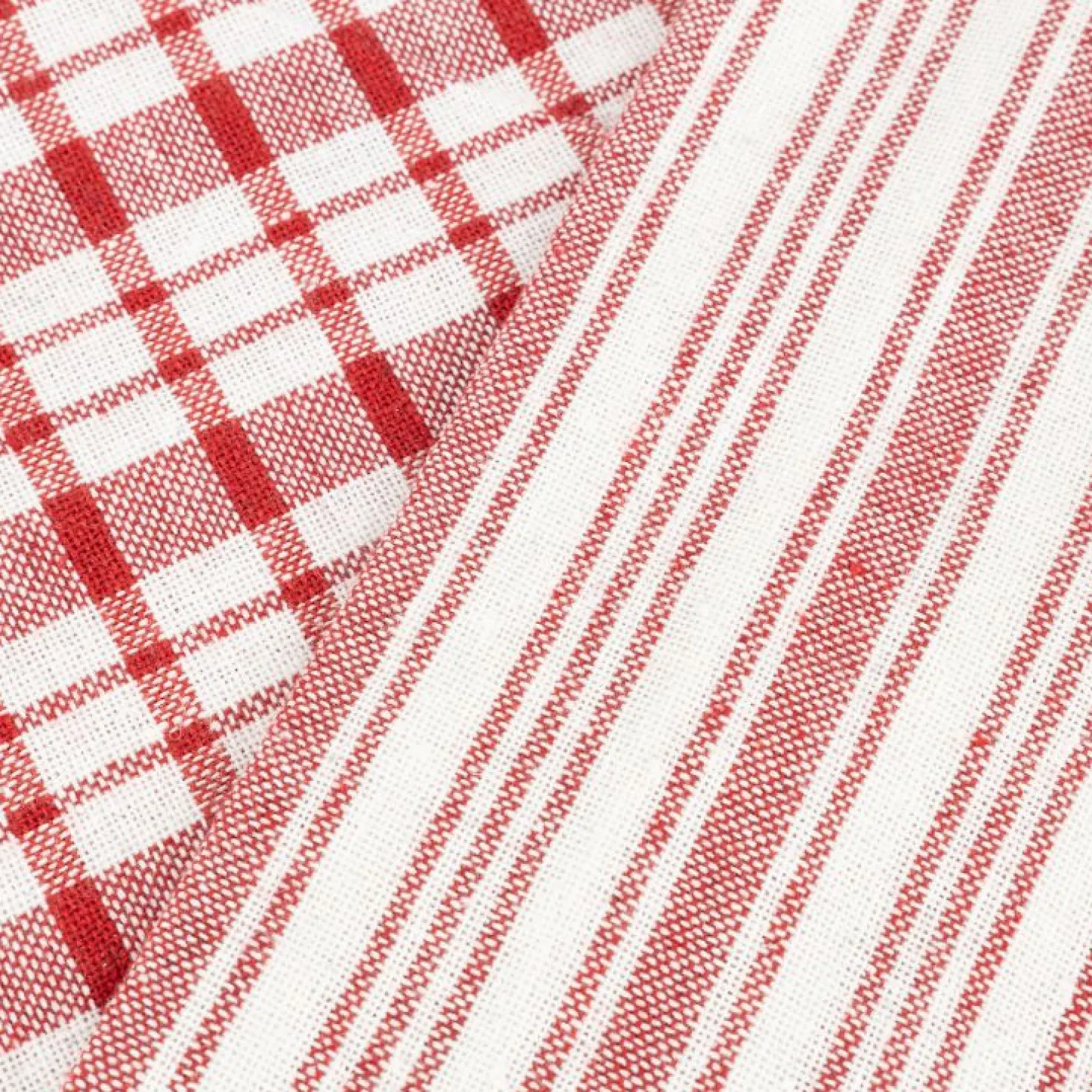 Set de 2 paños de algodón con rayas rojas Midson45x65cm