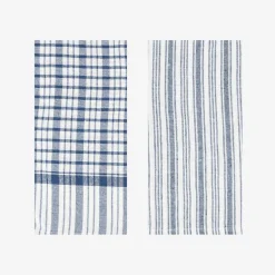 Set de 2 paños de algodón con rayas azules Midson45x65cm