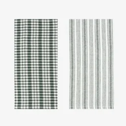 Set de 2 paños de algodón con rayas verde Midson45x65cm