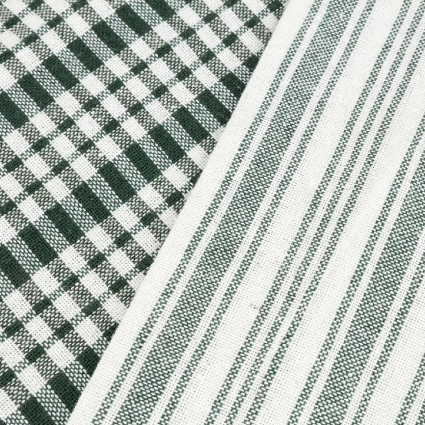 Set de 2 paños de algodón con rayas verde Midson45x65cm