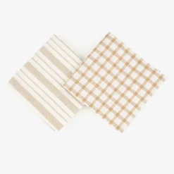 Set de 2 paños de algodón rayas beige Midson 45x65cm