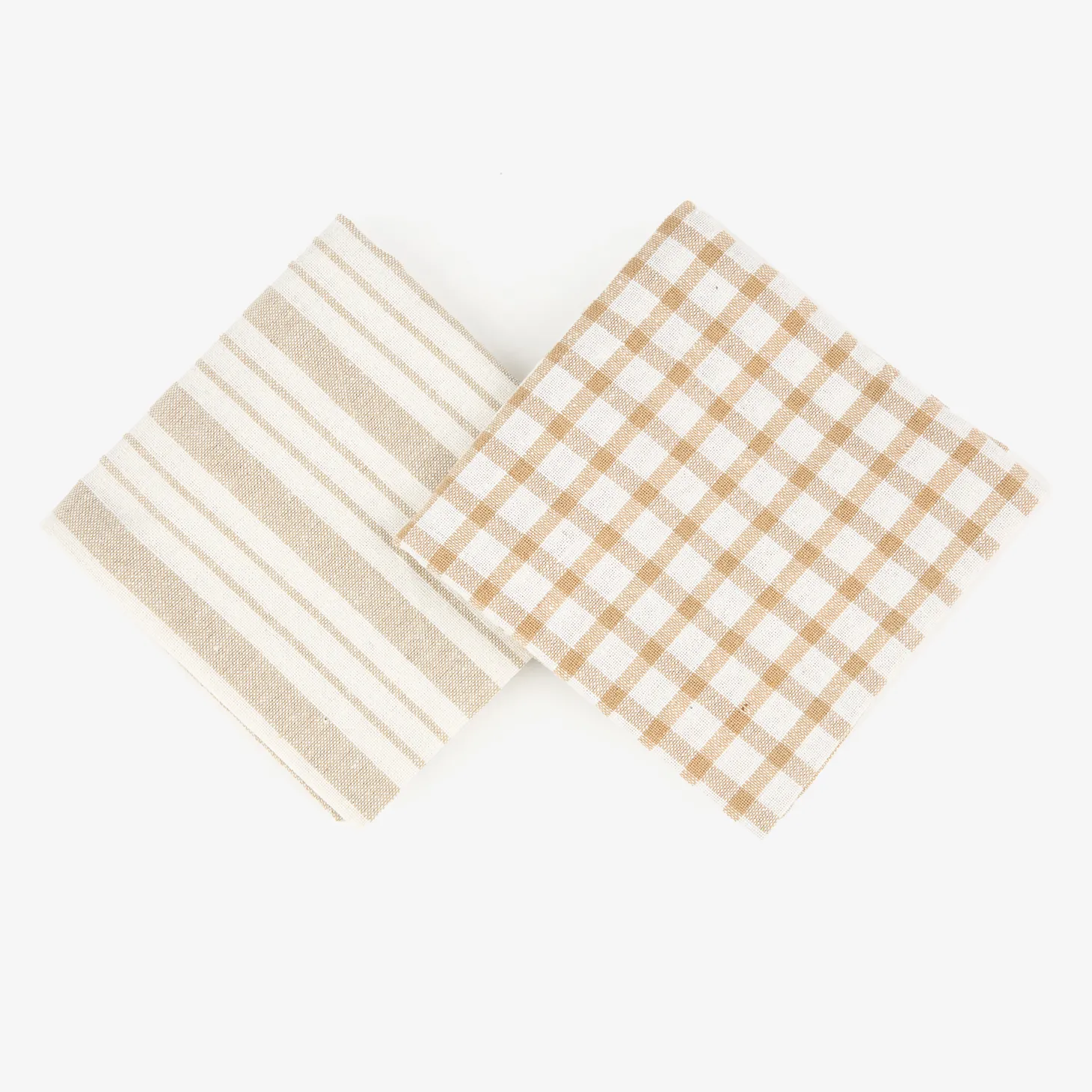 Set de 2 paños de algodón rayas beige Midson 45x65cm