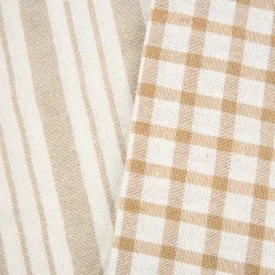 Set de 2 paños de algodón rayas beige Midson 45x65cm