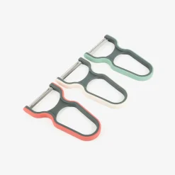 Set de 3 peladores de acero inoxidable y plástico 12cm