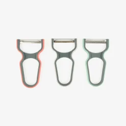 Set de 3 peladores de acero inoxidable y plástico 12cm