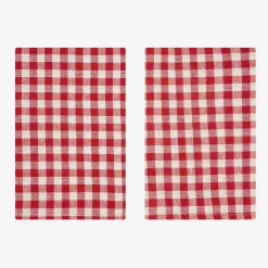 Set de 2 servilletas de algodón rojo Vichy 43x43cm