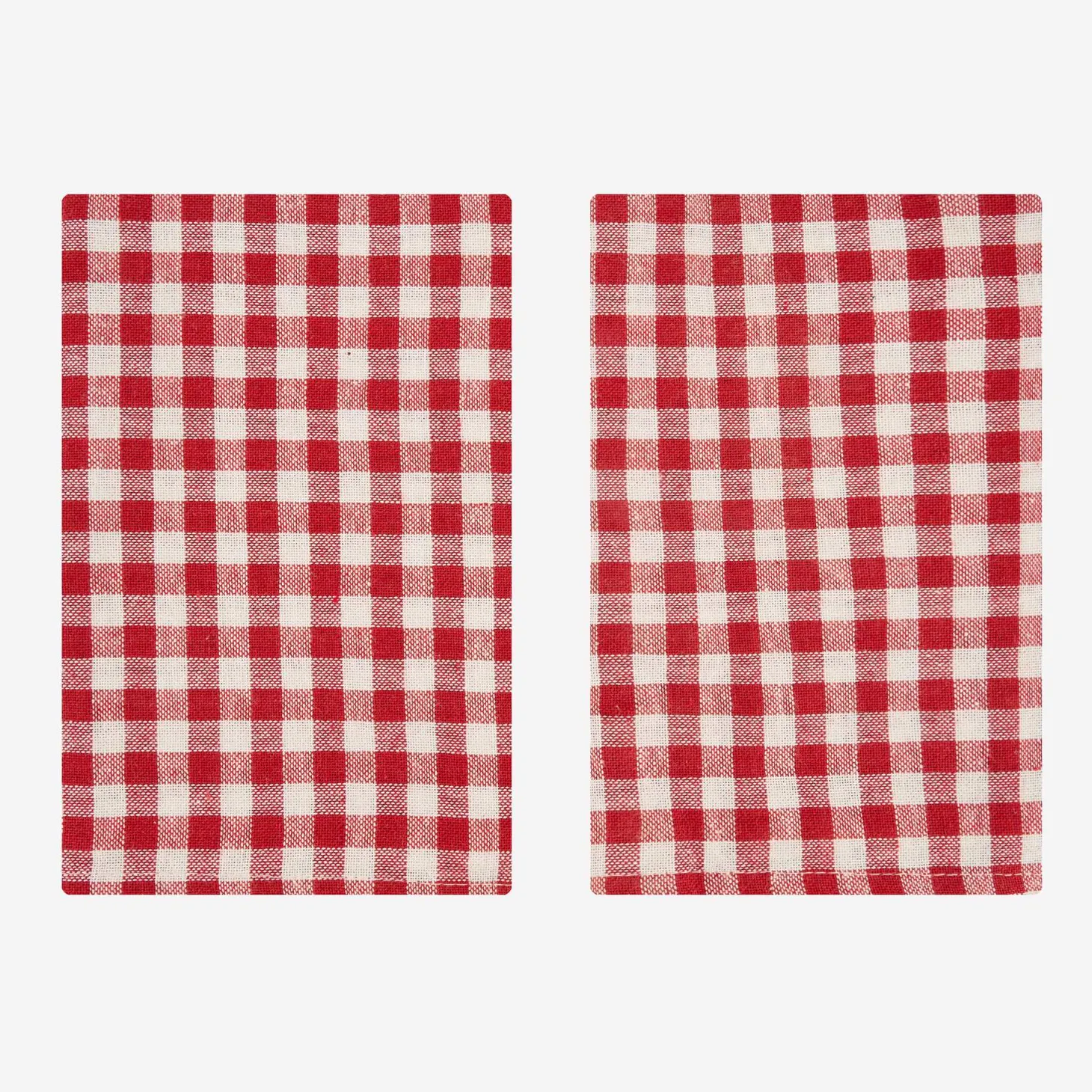 Set de 2 servilletas de algodón rojo Vichy 43x43cm