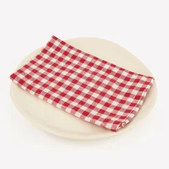 Set de 2 servilletas de algodón rojo Vichy 43x43cm