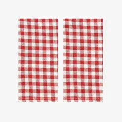 Set de 2 servilletas de algodón rojo Vichy43x43cm