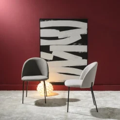 Set de 2 sillas de comedor de metal con tela gris Caleb 50x54x78cm