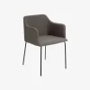 Set de 2 sillas de comedor con reposabrazos de metal gris Caleb 52x53x77cm