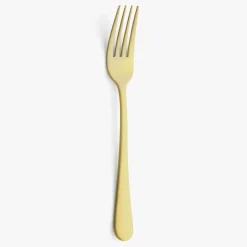Set de 12 tenedores de mesa de acero inoxidable dorado 22cm Zafra