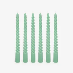 Set de 6 velas decorativas para candelabro verde Ø2x20cm