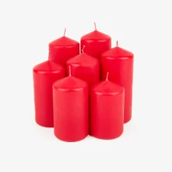 Set de 7 velas decorativas pilar rojas