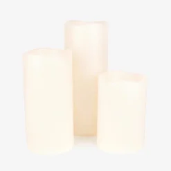 Set de 3 velas LED marfil con mando 15-20-25 cm