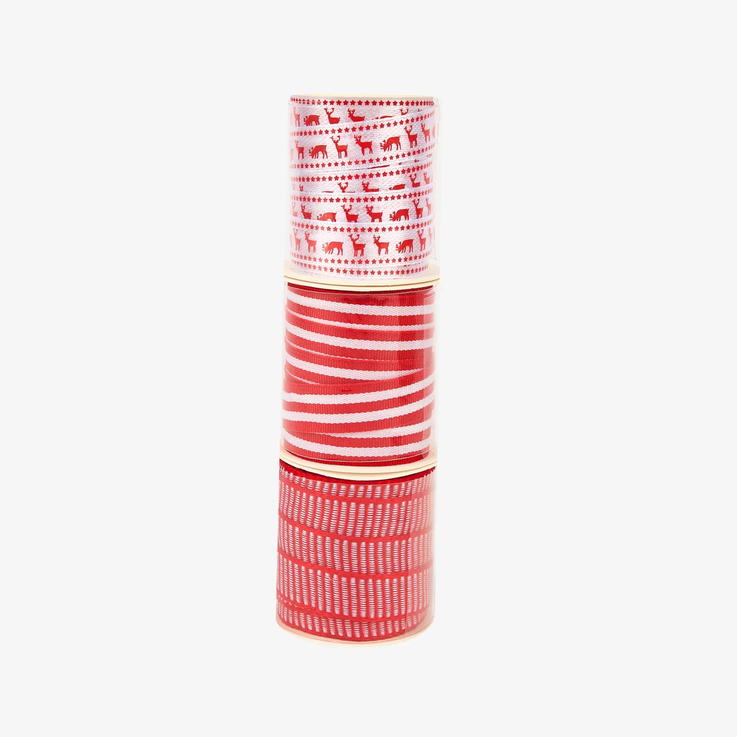 Set de cintas y etiquetas para regalo rojo y blanco