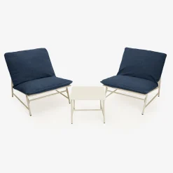 Set de jardín de 3 piezas acero inoxidable azul Citera
