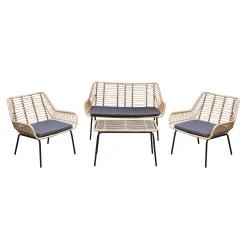 Set de jardín de 4 piezas de ratán sintético Hawai