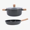Set de sartén y cacerola de aluminio antiadherente apta para inducción Elios Ø24cm