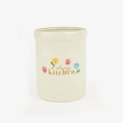 Set de utensilios de cocina con portautensilios de cerámica Flores Ø10x13cm