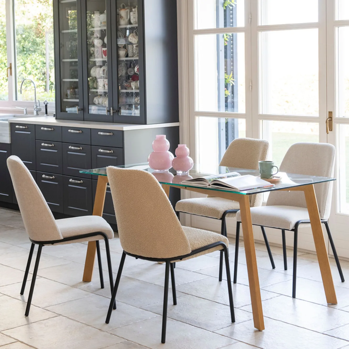 Silla de comedor beige Mina 49x60cm