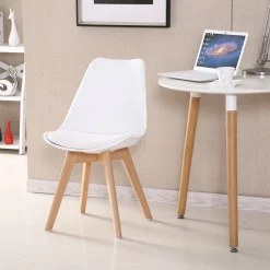 Silla de comedor blanca acolchada Leisure 50x47x81cm