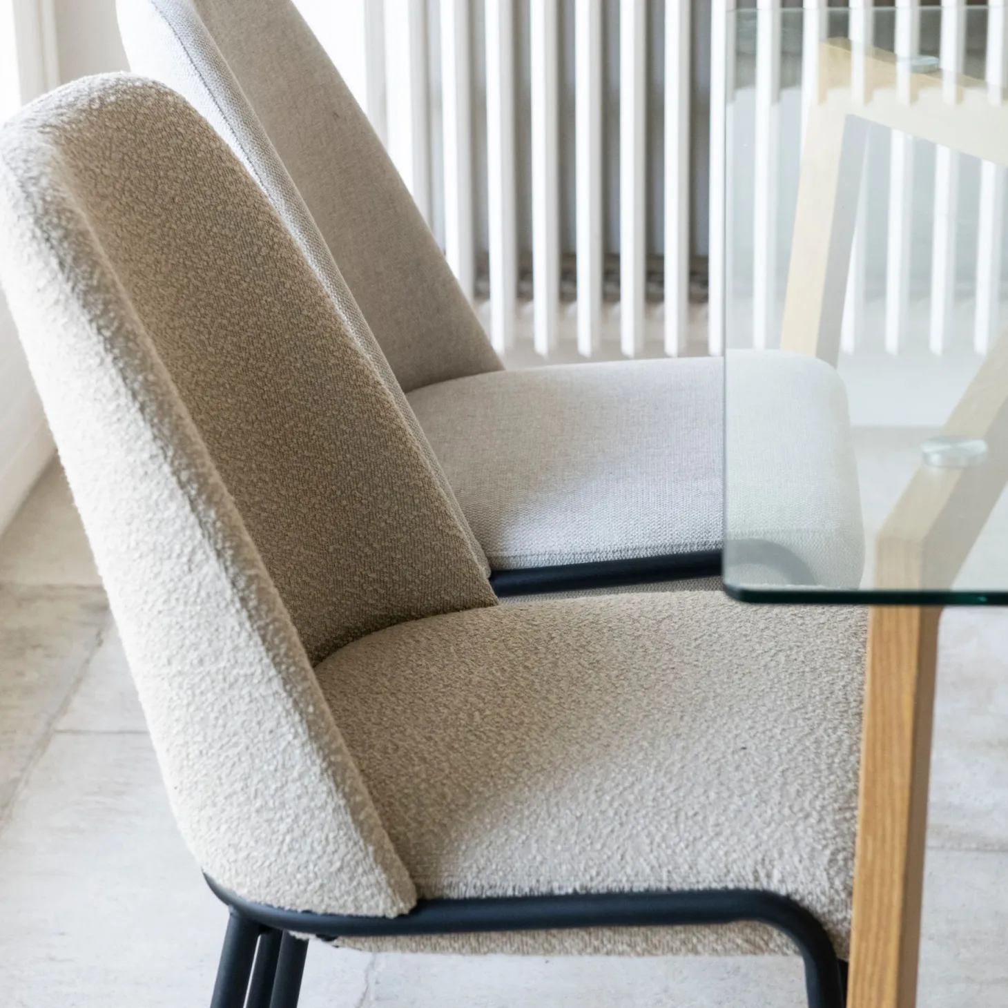 Silla de comedor borreguito beige Mina 49x60x91cm