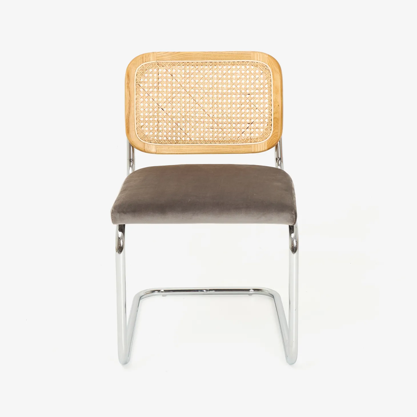Silla de comedor de madera de olmo y ratán gris Leonor 47,5x63,5x82cm Clau&Chloe