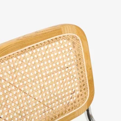 Silla de comedor de madera de olmo y ratán gris Leonor 47,5x63,5x82cm Clau&Chloe