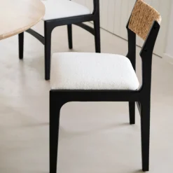 Silla de comedor de madera de olmo negra Jana 48x44x79cm Clau&Chloe