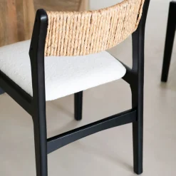 Silla de comedor de madera de olmo negra Jana 48x44x79cm Clau&Chloe