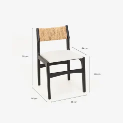 Silla de comedor de madera de olmo negra Jana 48x44x79cm Clau&Chloe