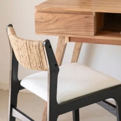 Silla de comedor de madera de olmo negra Jana 48x44x79cm Clau&Chloe