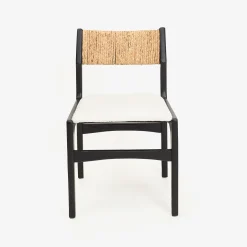 Silla de comedor de madera de olmo negra Jana 48x44x79cm Clau&Chloe