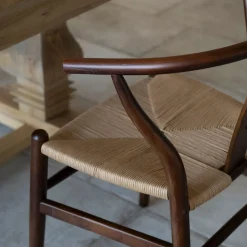 Silla de comedor de madera de olmo marrón oscuro Irma 49x42x78cm Clau&Chloe