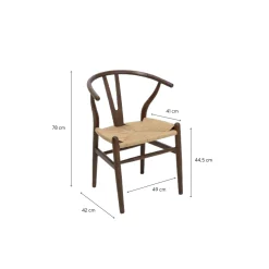 Silla de comedor de madera de olmo marrón oscuro Irma 49x42x78cm Clau&Chloe
