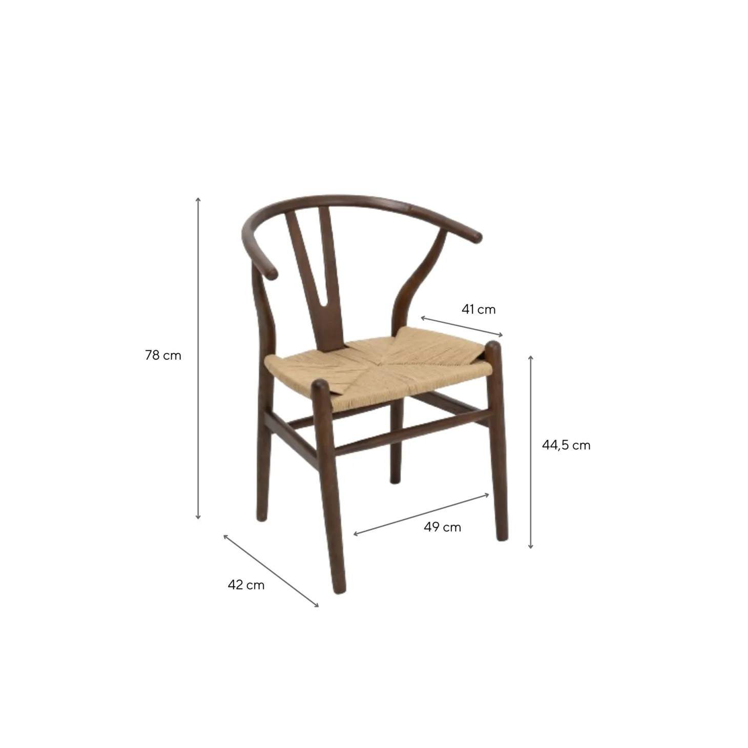 Silla de comedor de madera de olmo marrón oscuro Irma 49x42x78cm Clau&Chloe
