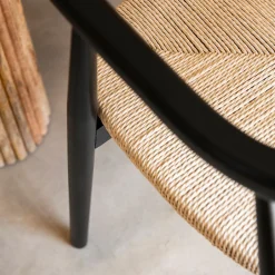 Silla de comedor de madera de haya negra Lilia 56x56x73cm