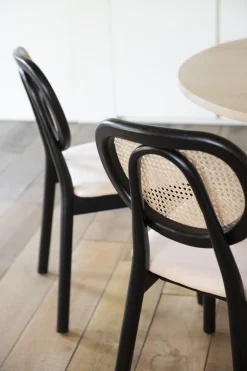 Silla de comedor de ratán y lino Cibran 46x42x85cm Clau&Chloe
