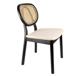Silla de comedor de ratán y lino Cibran 46x42x85cm Clau&Chloe