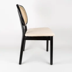 Silla de comedor de ratán y lino Cibran 46x42x85cm Clau&Chloe