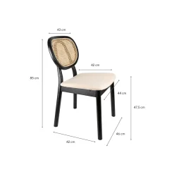 Silla de comedor de ratán y lino Cibran 46x42x85cm Clau&Chloe