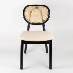 Silla de comedor de ratán y lino Cibran 46x42x85cm Clau&Chloe